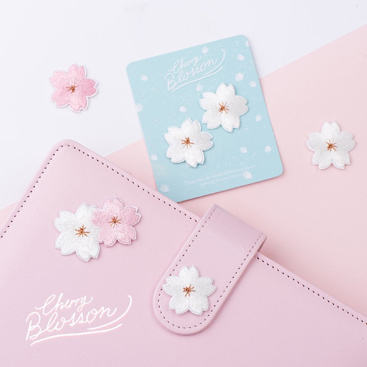 Blush & White Cherry Blossom Embroidered Patches - Multiple Designs Available - CheerCove