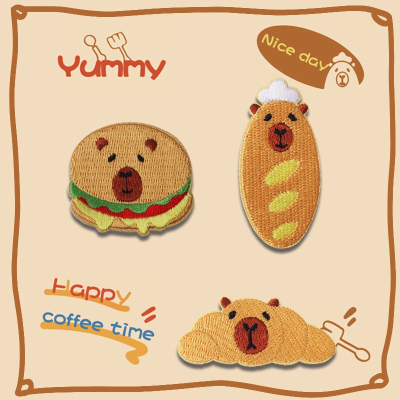 Happy Capybara Coffee Time Embroidered Patches - Multiple Designs Available - CheerCove