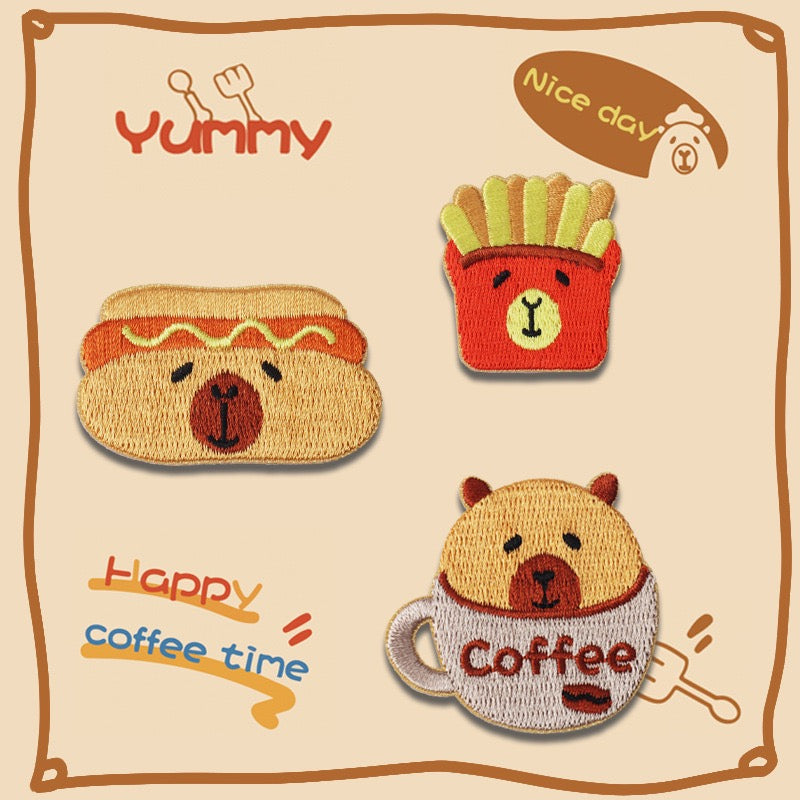 Happy Capybara Coffee Time Embroidered Patches - Multiple Designs Available - CheerCove