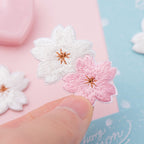 Blush & White Cherry Blossom Embroidered Patches - Multiple Designs Available - CheerCove
