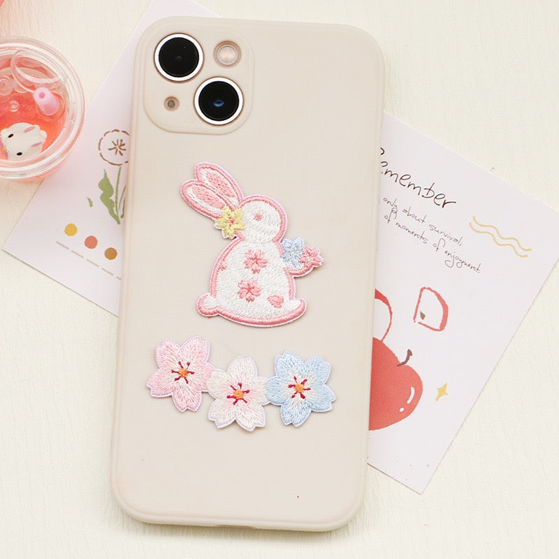 Cherry Blossom Rabbit Embroidered Patches - Multiple Designs Available - CheerCove