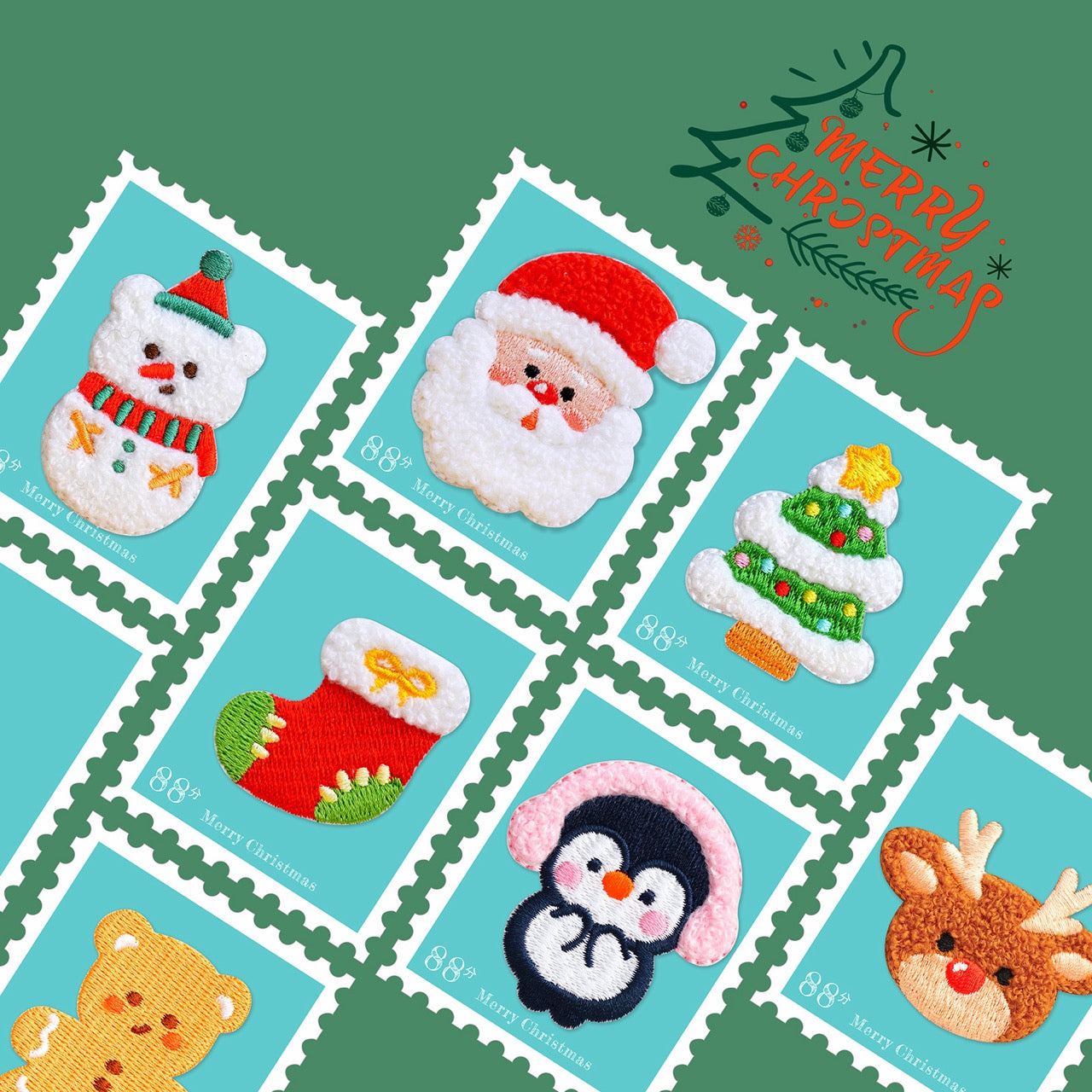 Marry Christmas Patches(Stick-On)