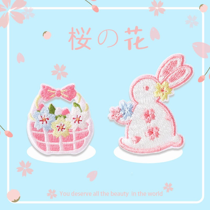 Cherry Blossom Rabbit Embroidered Patches - Multiple Designs Available - CheerCove