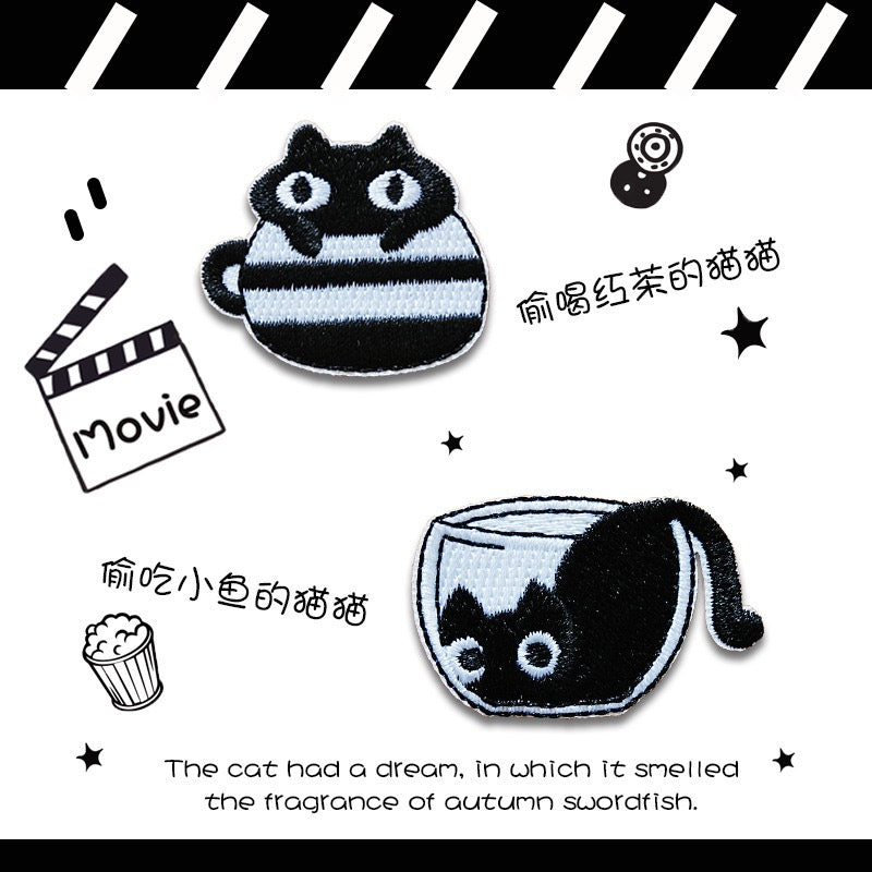 Cat in Cup Embroidered Patches - Multiple Designs Available - CheerCove