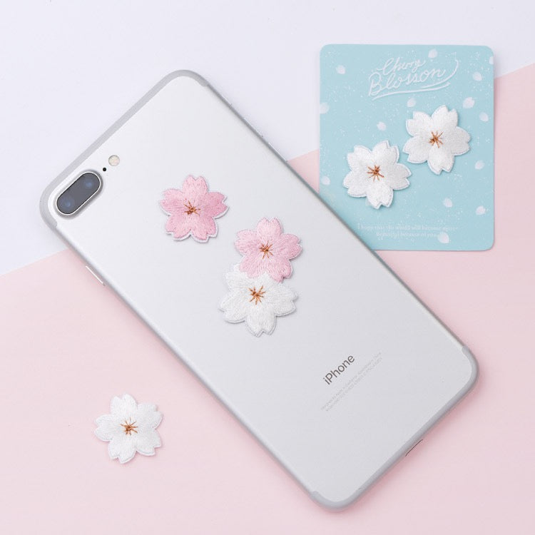 Blush & White Cherry Blossom Embroidered Patches - Multiple Designs Available - CheerCove