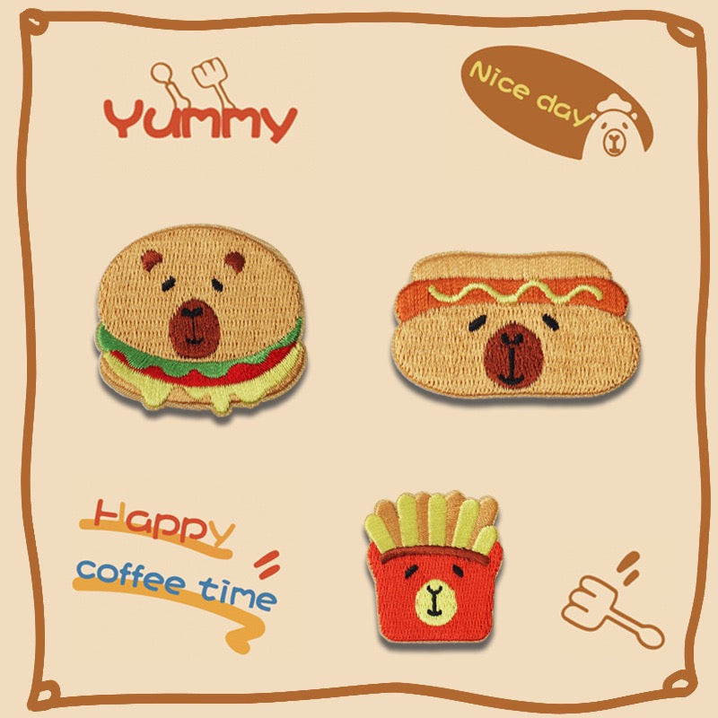 Happy Capybara Coffee Time Embroidered Patches - Multiple Designs Available - CheerCove