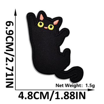 playful gravity wall-climber void cat whimsical embroidered stick-on patch