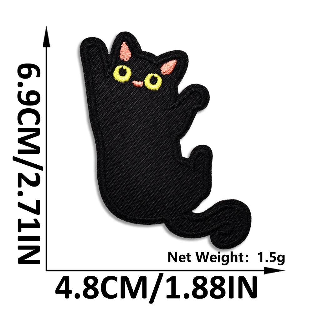 playful gravity wall-climber void cat whimsical embroidered stick-on patch