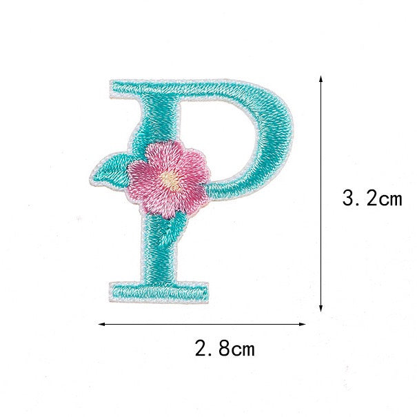 Flower and Alphabet Embroidered Patches - CheerCove