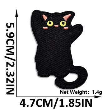 friendly paw wave void cat whimsical embroidered stick-on patch