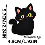 curious sits and stare void cat whimsical embroidered stick-on patch