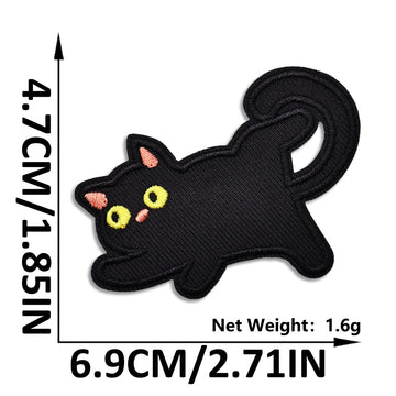 zoomies acrobat flip void cat whimsical embroidered stick-on patch