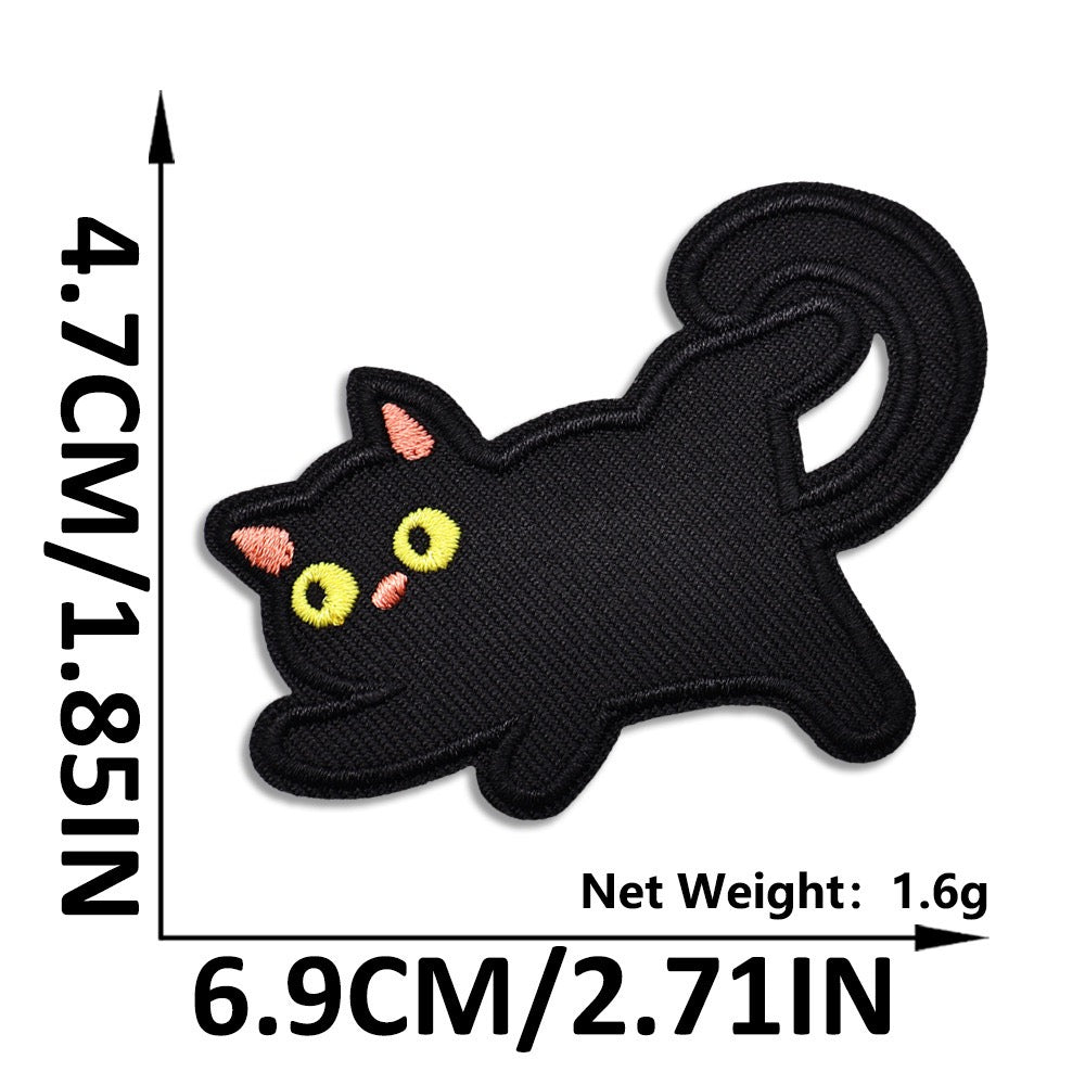 zoomies acrobat flip void cat whimsical embroidered stick-on patch