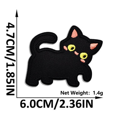 stealthy prowl walk void cat whimsical embroidered stick-on patch