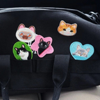 cute cat face embroidered stick-on patch on a bag