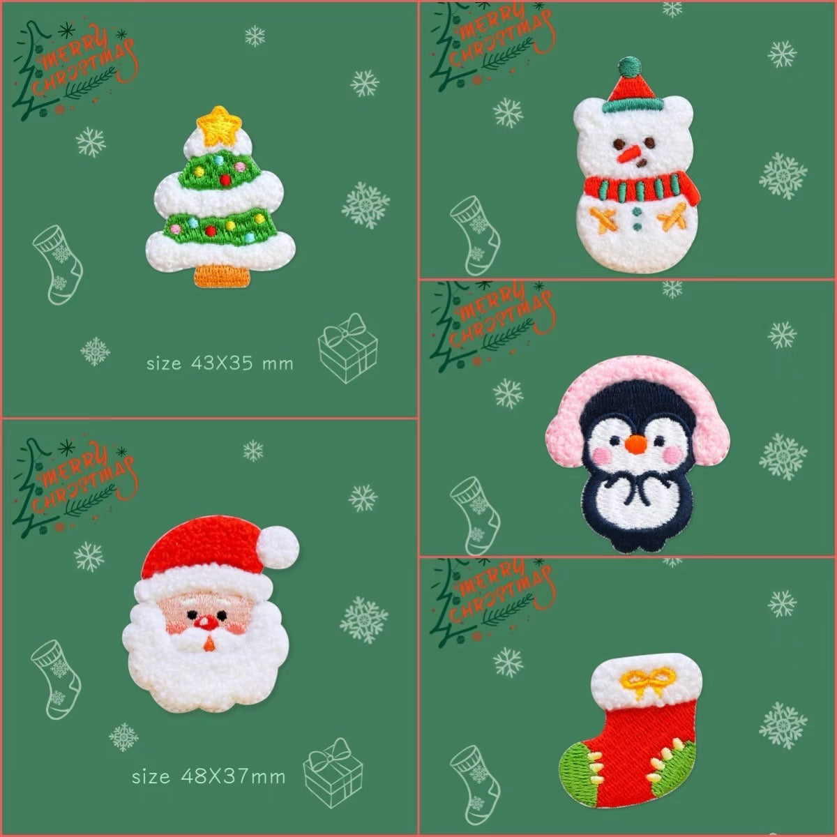 Marry Christmas Patches(Stick-On)