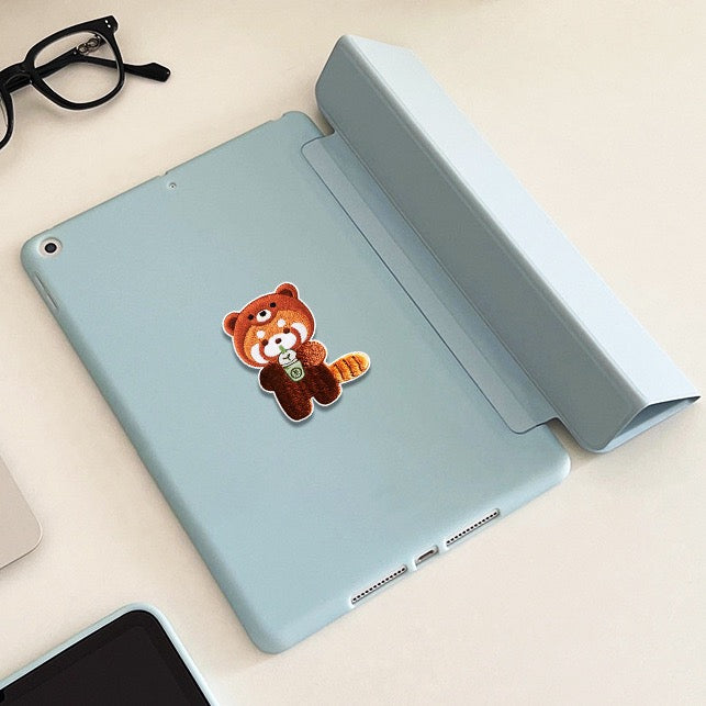 Red Panda with Boba Tea Patches(Stick-On) - CheerCove