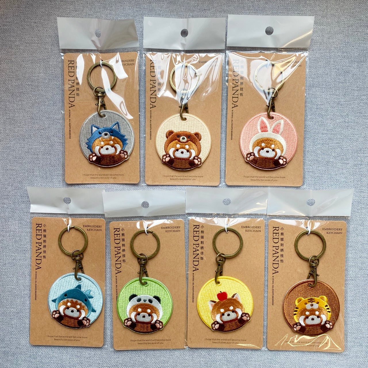 Lovely Double-Sided Embroidered Red Panda Charms