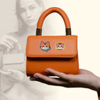 kawaii cat embroidered patches on handbag