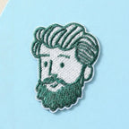 minimalist line art portrait embroidered stick-on patches in 4 designs