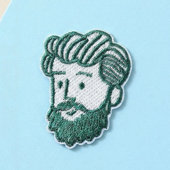 minimalist line art portrait embroidered stick-on patches in 4 designs