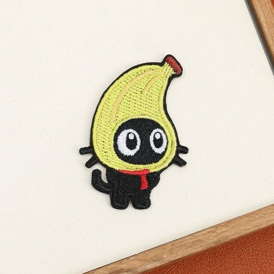 Playful Red Scarf Black Cat Patches (Stick-On)