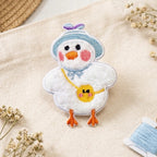 fluffy cartoon duck embroidered stick-on patches — eight designs including straw hat swim ring sailor sassy sleepy and chubby duck