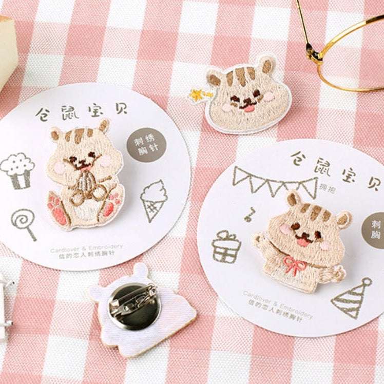 Embroidered Pins of Hamster