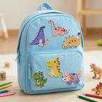 kawaii pastel dinosaur embroidered stick-on patch on backpack