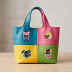 cool dog with sunglasses embroidered stick-on patch on tote bag