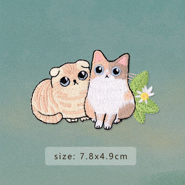 Whimsical Cat Life & Floral Patches (Stick-On)