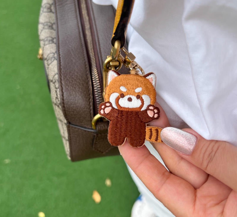Adorable Double-Sided Embroidered Red Panda Keychains - CheerCove
