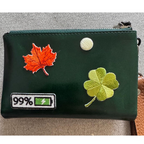 low battery red alert embroidered stick-on patch on card holder