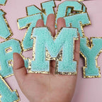 6-Color Suede Gold Trim Alphabet Patches (Iron-On)