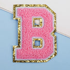 6-Color Suede Gold Trim Alphabet Patches (Iron-On)