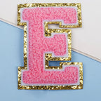 6-Color Suede Gold Trim Alphabet Patches (Iron-On)