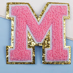 6-Color Suede Gold Trim Alphabet Patches (Iron-On)